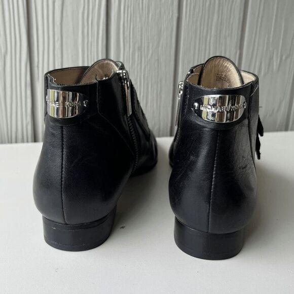 Michael Kors MK Roswell Black Leather Ankle Boots Buckle Pointed Toe 8 - Picture 9 of 16